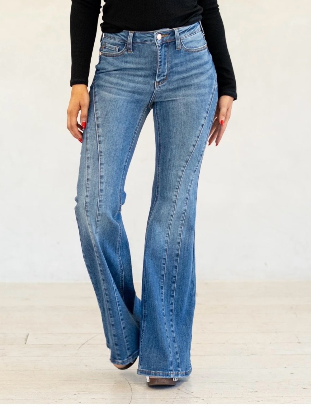 Judy Blue High Waist Side Seam Light Blue Flare Jeans size 13/31